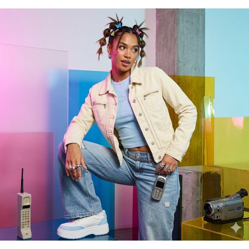 Y2K‎ Unionbay Corduroy Trucker Jacket Cream Large Retro Grunge